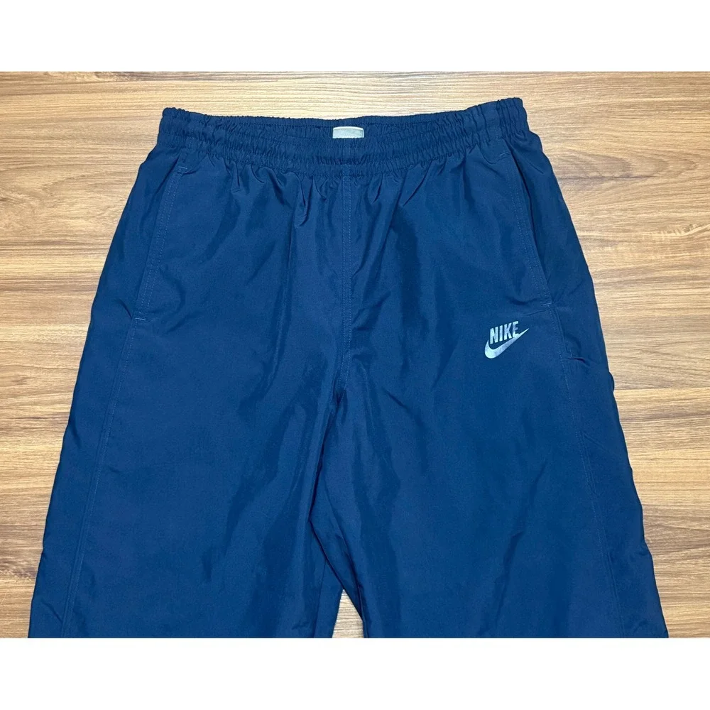 VTG Y2K Nike Sportswear Men Navy Blue Mesh Lined Baggy Track Pants Sz Large